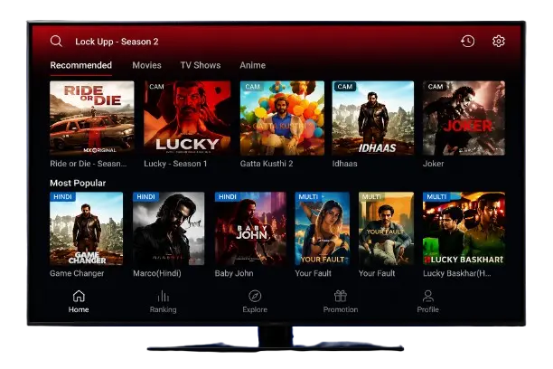 PPCine for TV Smart TV, Fire Stick & TV Box Setup Guide 1 PPCine streaming app interface displayed on an Android TV in a modern home entertainment setup.