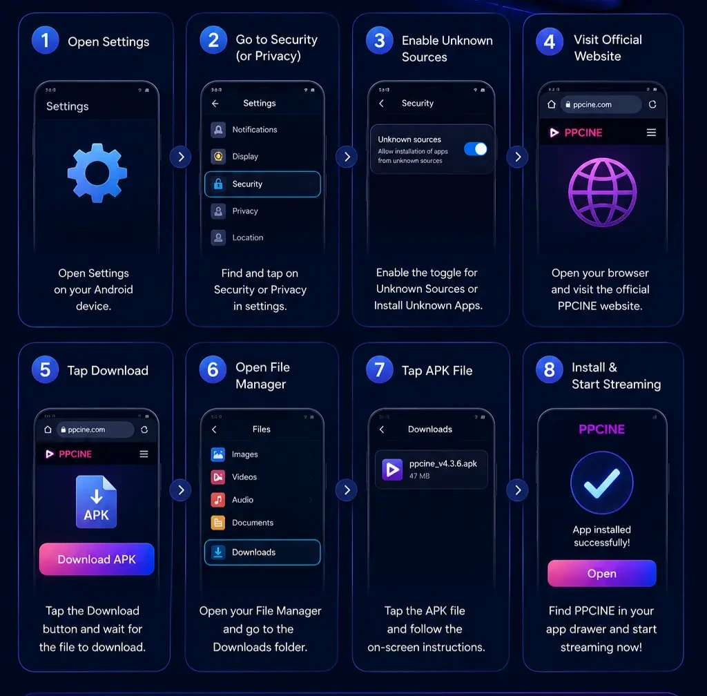 PPCINE APK Download Latest Version v4.3.5 for Android 9 How to download and install PPCine APK on Android step by step