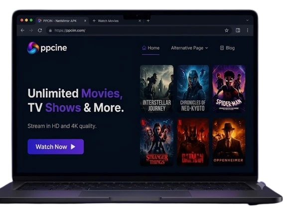 NetMirror web browser interface running on a Windows PC for streaming movies and TV shows.