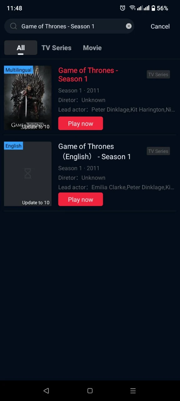 PPCINE APK Download Latest Version v4.3.5 for Android 8 PPCine APK search feature showing Game of Thrones search results