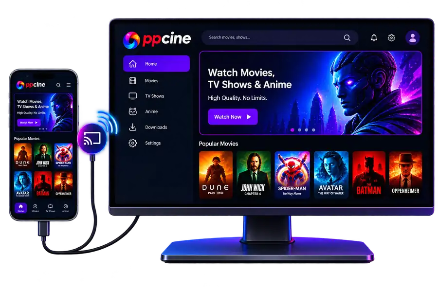 PPCine for PC (Windows & Mac): The Complete Install & Streaming Guide 3 PPCine phone screen mirrored to PC